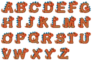 Gordijnen Dinosaur-Themed Alphabet Vector Illustration © GraphicsRF