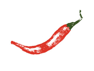 Crayon style vector doodle chili pepper and jalapeno. Hand drawn icon for food labels, cosmetic packaging, kitchen decor, and extended license design projects.