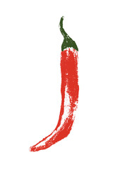 Crayon style vector doodle chili pepper and jalapeno. Hand drawn icon for food labels, cosmetic packaging, kitchen decor, and extended license design projects.