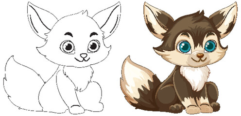 Obraz premium Cute Cartoon Fox Vector Illustration