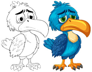 Naklejka premium Colorful and Monochrome Hornbill Expressions