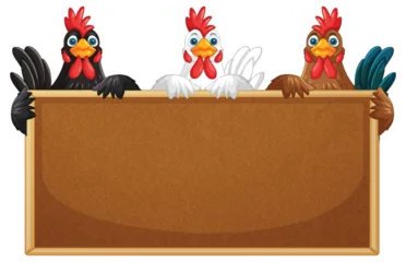 Gordijnen Chickens Holding a Blank Sign © GraphicsRF