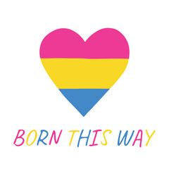 Colorful heart shape Pansexual pride flag Happy pride day LGBTQIA community Pride Month Vector hand drawn doodle for posters, stickers, logo, cards
