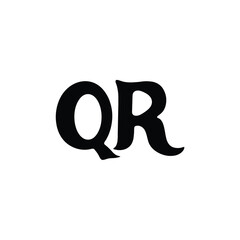 QR monogram logo design letter text name symbol monochrome logotype alphabet character simple logo