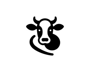 Cow vector symbol in bold black lines