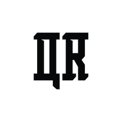 QR monogram logo design letter text name symbol monochrome logotype alphabet character simple logo