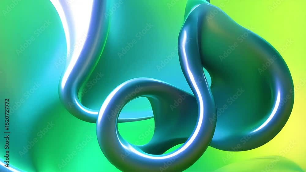 Poster Abstract Teal and Green Liquid Forms Flowing Dynamically