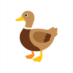 Cute Cartoon Duck Vector Illustration – Animal Mascot Clipart for Kids and Design Projects