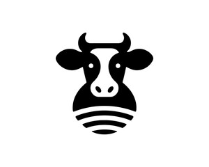 Cow face logo icon in clean design
