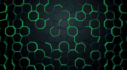 Digital hexagon abstract green background