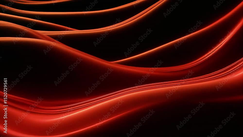 Poster abstract red waves flowing in darkness: a dynamic visual