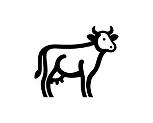 Clean full body cow logo in silhouette