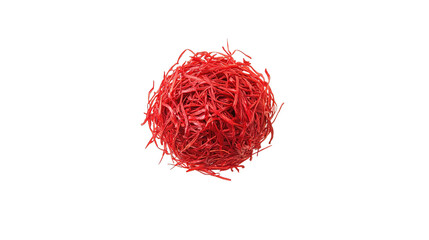 saffron thread in the wooden plate, isolated on the white background.