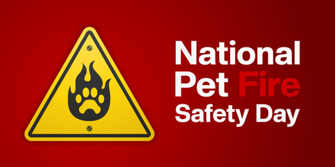 Obraz premium National Pet Fire Safety Day. Pet icon and fire. Great for posters, banners and social media. Red background.