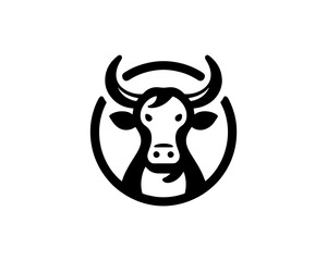 Cow graphic logo in bold black shape