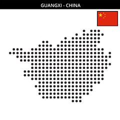 Fototapeta premium Big dots map of guangxi in China