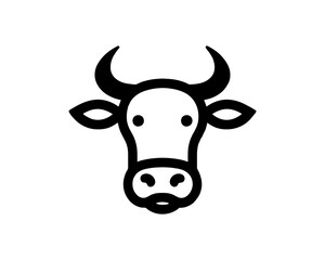 Minimal cow face icon in flat design