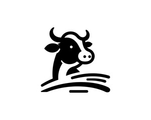 Flat cow head logo in black design