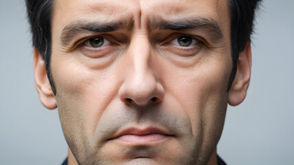 Obraz premium distorted face of sad and grieved very upset person, dissatisfied with his hard fate