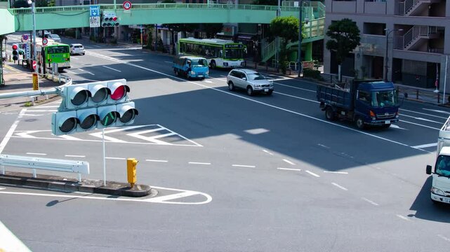 A timelapse of traffic jam at the downtown crossing in Tokyo panning