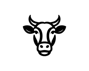 Cow head silhouette logo for brand identity