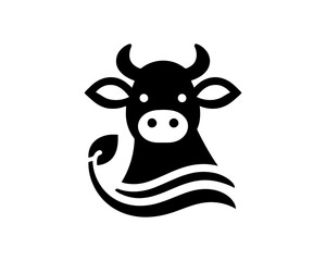 Black and white cow head icon logo