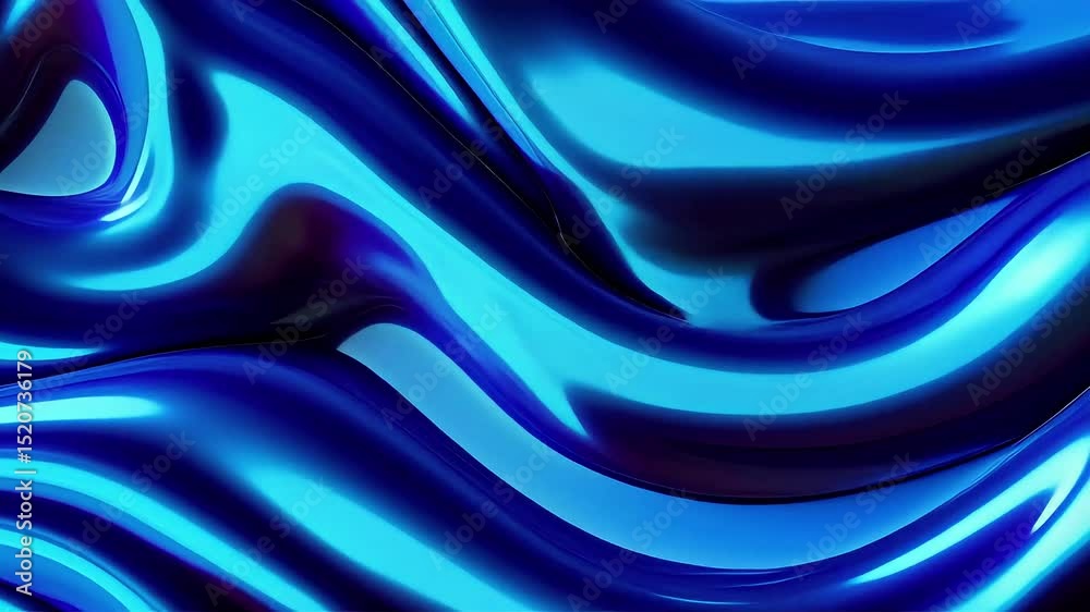 Poster abstract blue liquid waves: dynamic 3d motion graphics