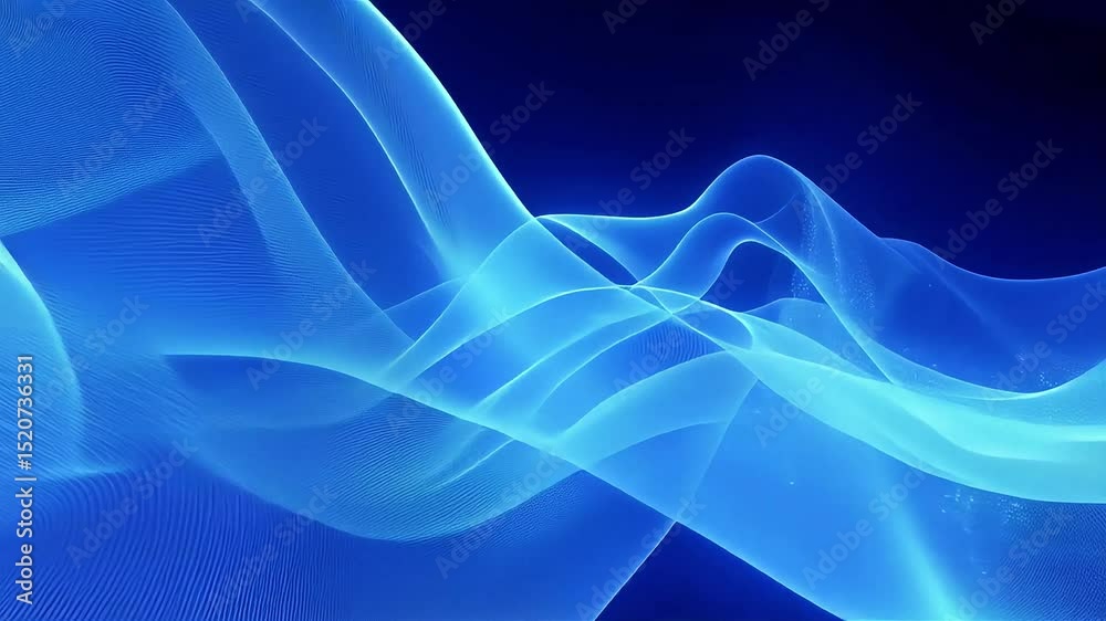 Aufkleber abstract blue wave motion: dynamic light trails across deep blue