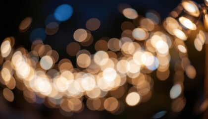 soft abstract bokeh lights glowing against a dark background, evoking a dreamy, night time ambiance perfect for festive scenes, celebrations, or romantic moods.