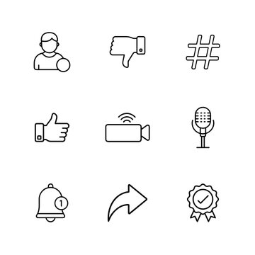 Social Media Interaction Outline Icons Set