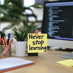 Yellow Sticky Note with Text on Desk