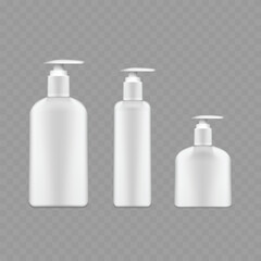White Cosmetic Bottle Mockup Set - Beauty Packaging Collection. Vector