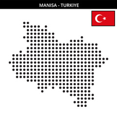 Fototapeta premium Big dots map of manisa in Turkiye