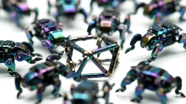 Swarm Robots Assemble Structure Collaborative Micro Robotics