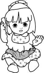 90s Baby Doll Toy Coloring Page

