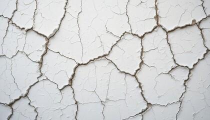 Close-up of a Wall's Cracked White Paint Texture