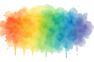 Fototapeta premium Rainbow watercolor flag colors bleeding vertically across transparent surface