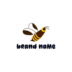 ILLUSTRATION SIMPLE BEE ABSTRACT LOGO ICON BROWN YELLOW COLOR DESIGN VECTOR