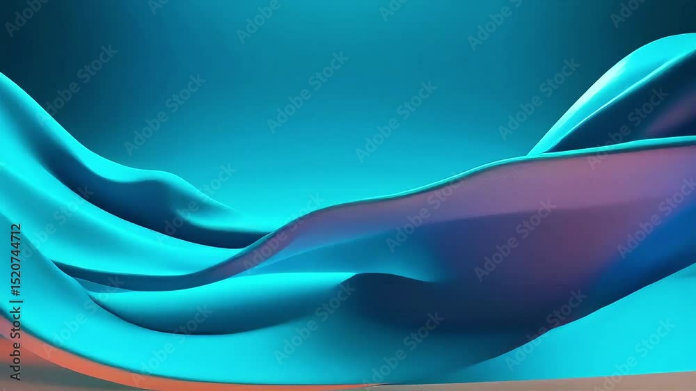 Aufkleber abstract cyan waves: dynamic 3d fabric flowing