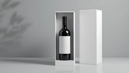 premium wine bottle mockup with blank  white presentation box
