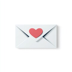 White envelope with pink heart for valentine's day love letter romance and greeting card concept design