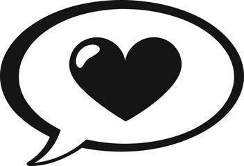 Speech Bubble With Heart Silhouette Vector Illustration