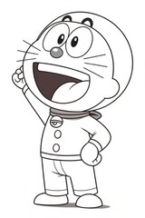 Fototapeta premium Colouring page for kids, hand drawn illustration of a cartoon, pre-school Colouring page, animal Colouring page, flower Colouring page, adult Colouring page, printables 