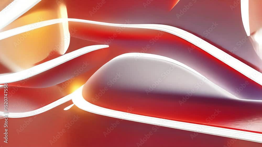 Poster Abstract Red and White Wave Forms: A Dynamic Visual Journey