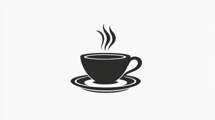 Fototapeta premium Steaming coffee cup placed elegantly on a saucer, inviting warmth and comfort for a cozy moment