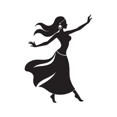 Woman Performing Belly Dance Moves Silhouette