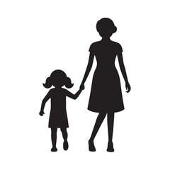 Mom And Daughter Holding Hands Silhouette