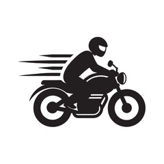 Motorcyclist Riding At Full Speed Silhouette
