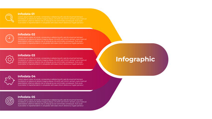  Business infographic with five options. Creative elements with gradient colorful concept. Vector illustration.