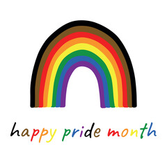 Fototapeta premium Colorful rainbow shape Gay pride flag Happy pride day LGBTQ community Pride Month Vector hand drawn doodle for posters, stickers, logo, cards